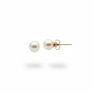 14k Yellow Gold Pearl Stud Earrings
