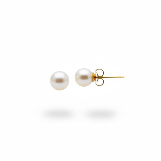 14k Yellow Gold Pearl Stud Earrings