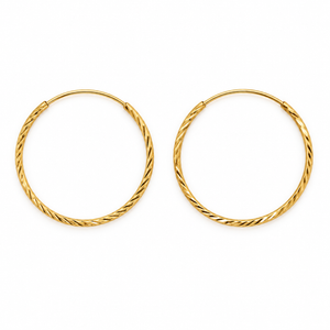 18K Yellow Gold Ribbed Hoop Earrings