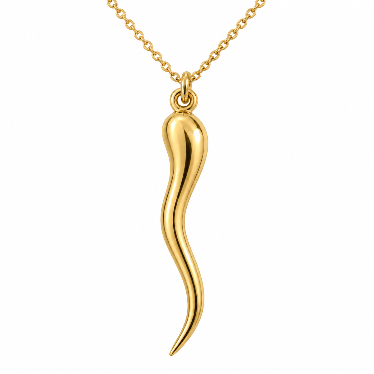 10K Yellow Gold Italian Horn Pendant