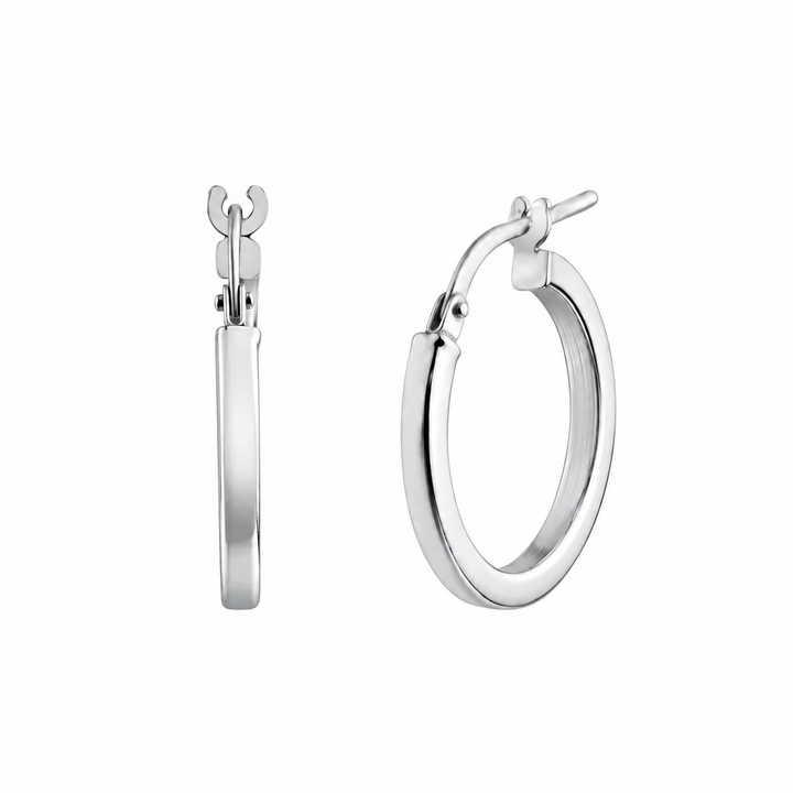 925 Sterling Silver Rhodium-Plated Square Tube Hoop Earrings
