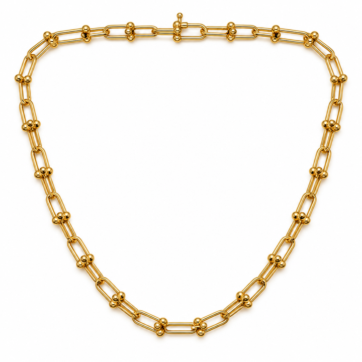 18K Yellow Gold Oval U Link Chain Necklace