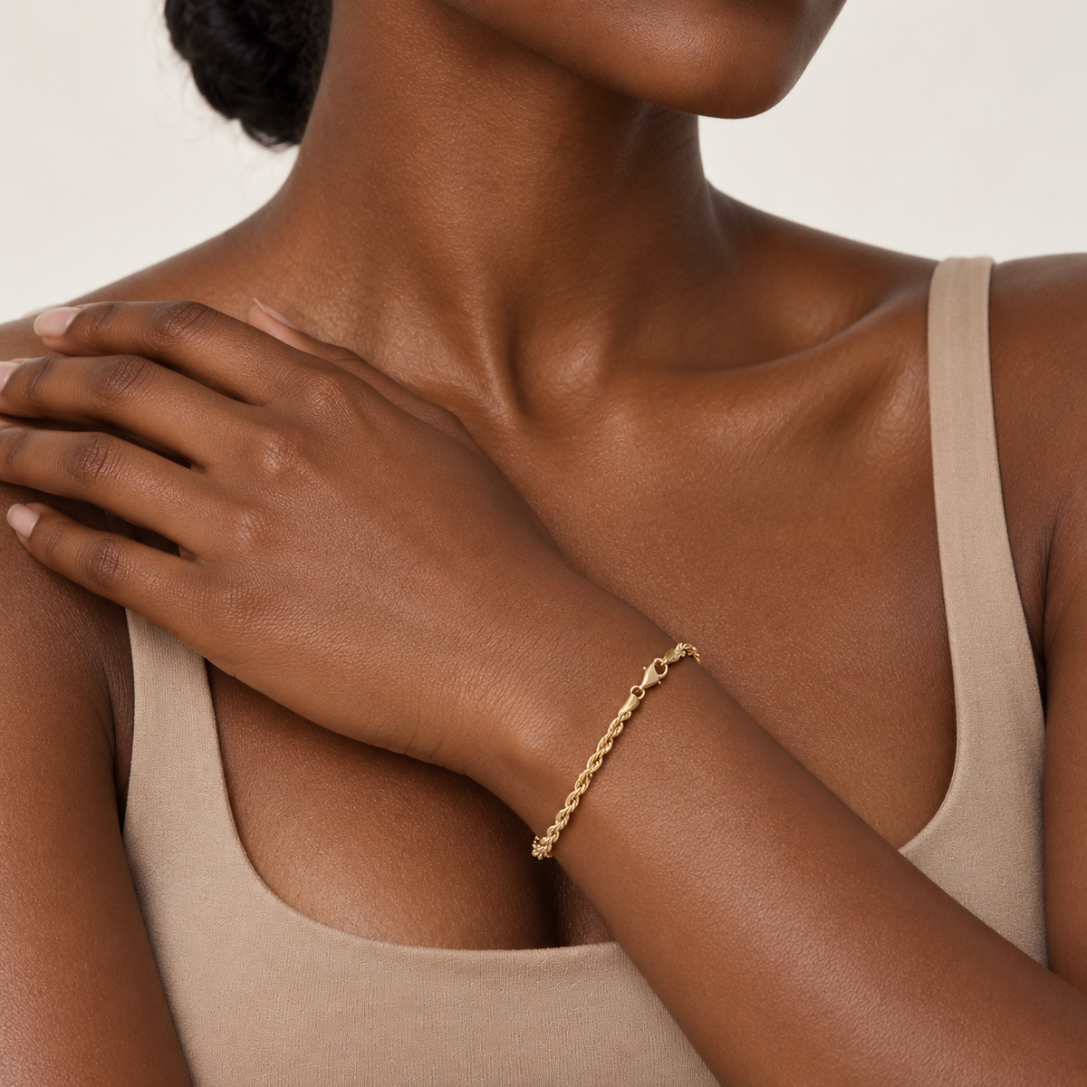 10K Yellow Gold Rope Chain Bracelet