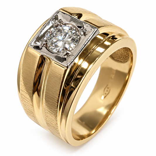 10K Yellow Gold Diamond Signet Ring