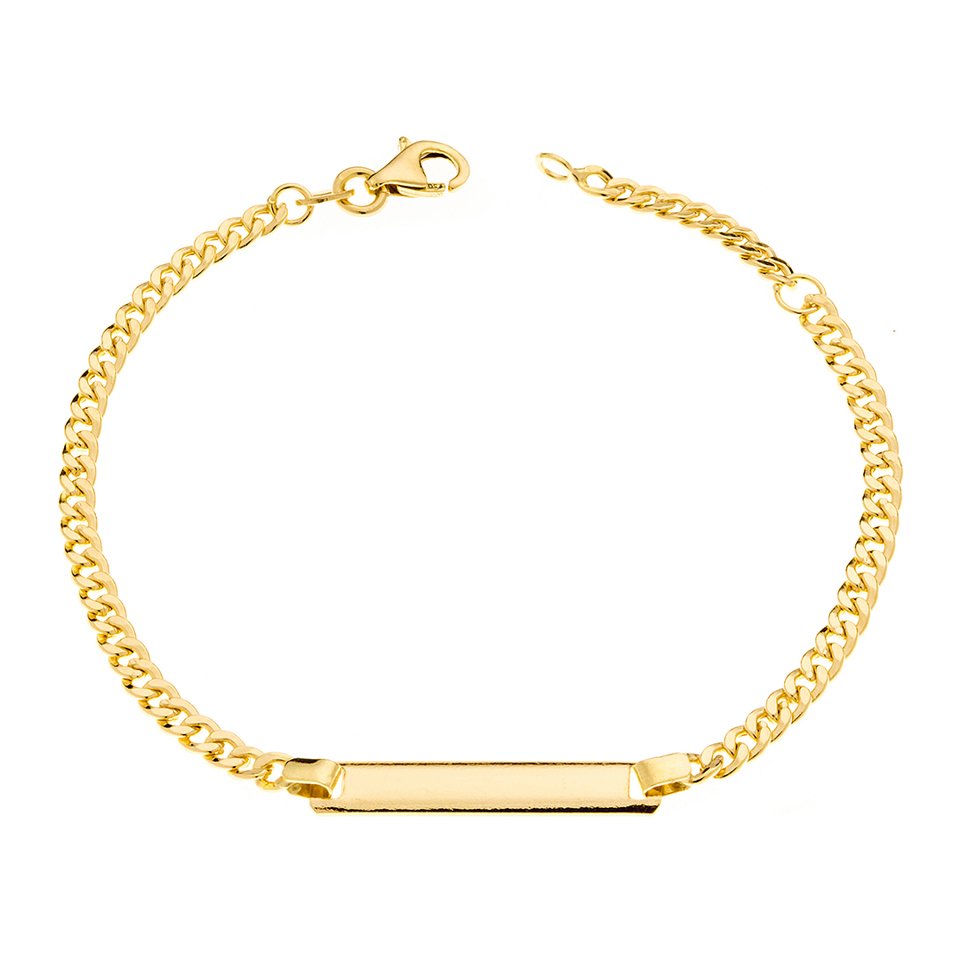 Yellow Gold Kid's ID  bracelet, Curb Chain, 18k