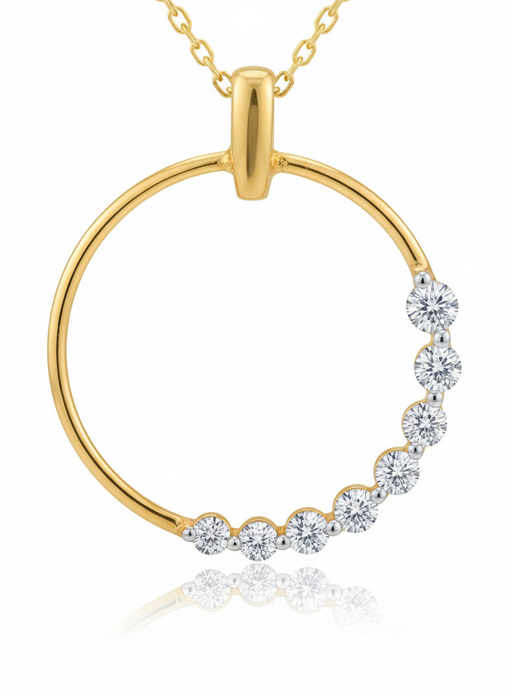18K Yellow Gold Pendent Circle style setting with 8 Round Natural diamonds TDW:0.32ct VS – SI HI