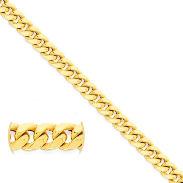 Yellow Gold Miami Curb Chain, 18k, 22 Inches, – Golden