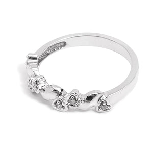 10K White Gold Heart Setting Diamond Band. TDW: 0.06ct