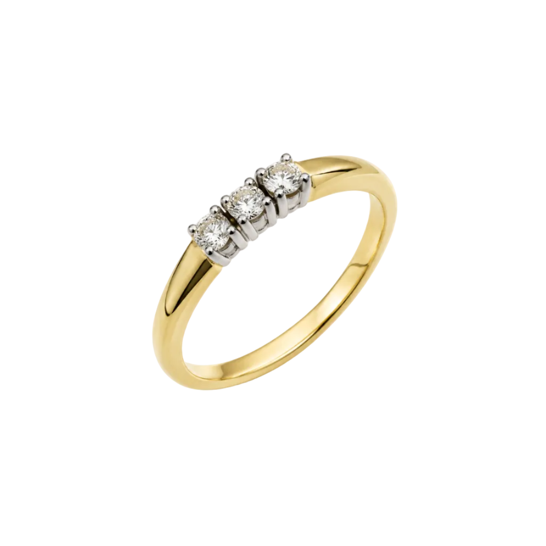 14K Yellow Gold Three-Stone Diamond Ring