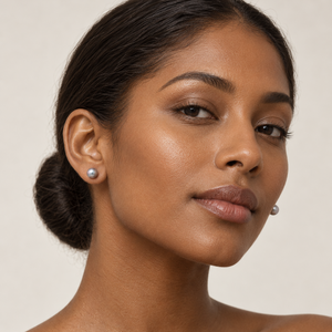14K Yellow Gold Grey Freshwater Pearl Stud Earrings