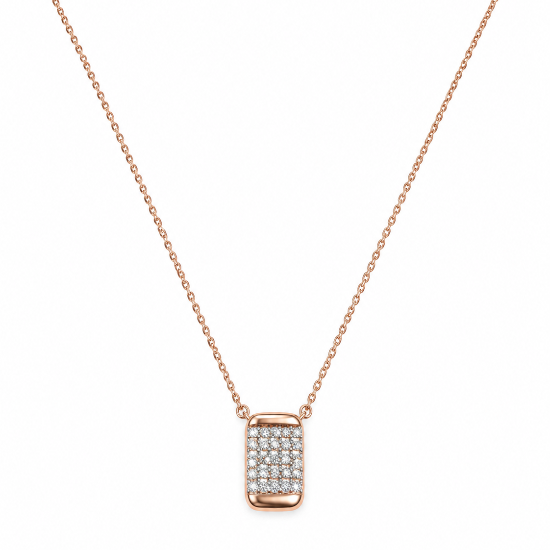 10K Rose Gold Double-Sided CZ Box Pendant Necklace