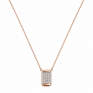 10K Rose Gold Double-Sided CZ Box Pendant Necklace