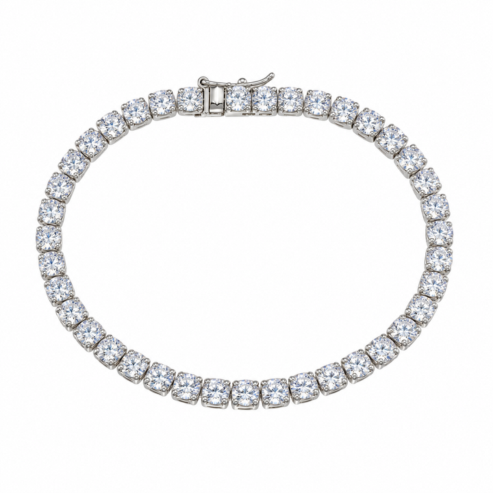 925 Sterling Silver Rhodium Plated Round CZ Tennis Bracelet