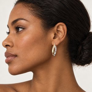 14K Two-Tone Gold Interlocking Double Oval Hoop Earrings
