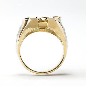 Yellow Gold Ring with Horse and Horseshoe setting with 47 Natural Round Diamonds, TDW: 0.47ct, SI, GH,18k , 15.91gr