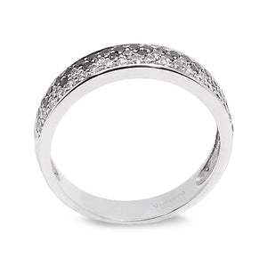 14K White Gold White & Black Diamond Band. TBKDW: 0.30ct TDW: 0.61ct