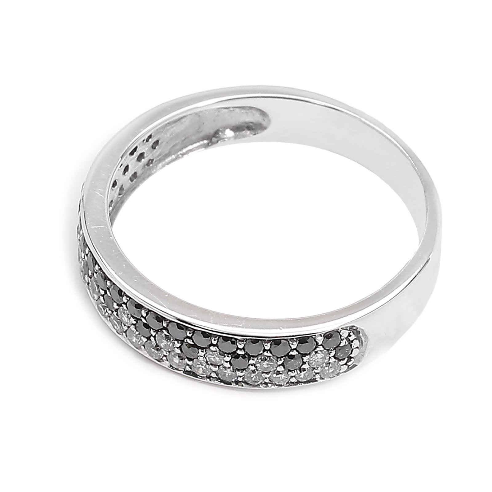 White Gold White & Black Diamond Band. 14k, TBKDW: 0.30ct,  TDW: 0.61ct