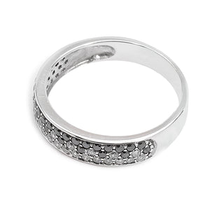 14K White Gold White & Black Diamond Band. TBKDW: 0.30ct TDW: 0.61ct