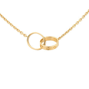 Yellow Gold Necklace with Two Rings Together, 18k,4.36 gr