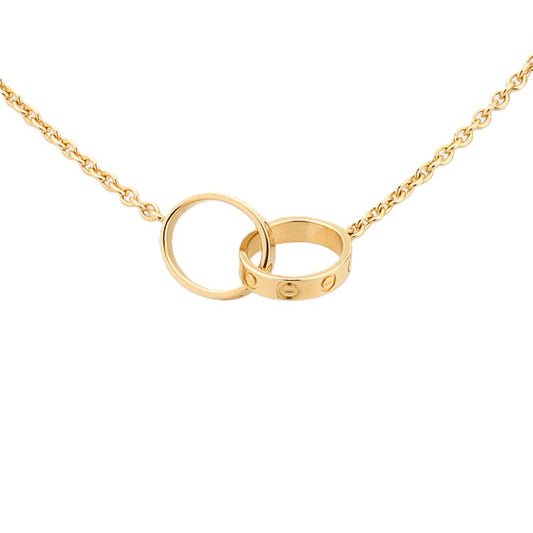 Yellow Gold Necklace with Two Rings Together, 18k,4.36 gr