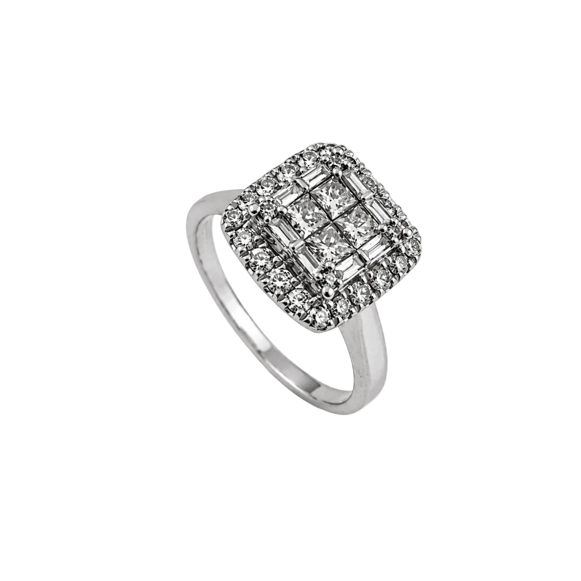 14K White Gold Diamond Cluster Ring TDW:0.59ct SI G-H