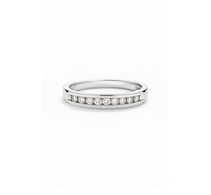 14K White Gold Channel Setting Diamond Band. TDW: 0.12ct J I