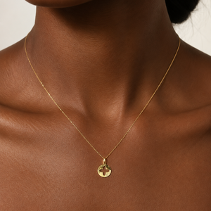 18K Yellow Gold Star Cutout Disc Pendant