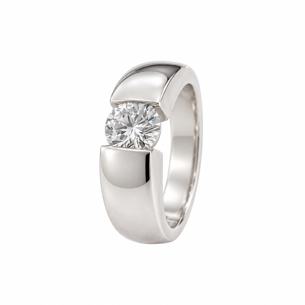 14K White Gold Diamond Solitaire Ring
