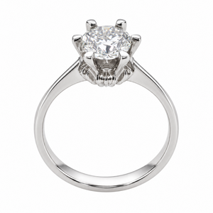 18K White Gold Six-Prong Round Solitaire Diamond Ring