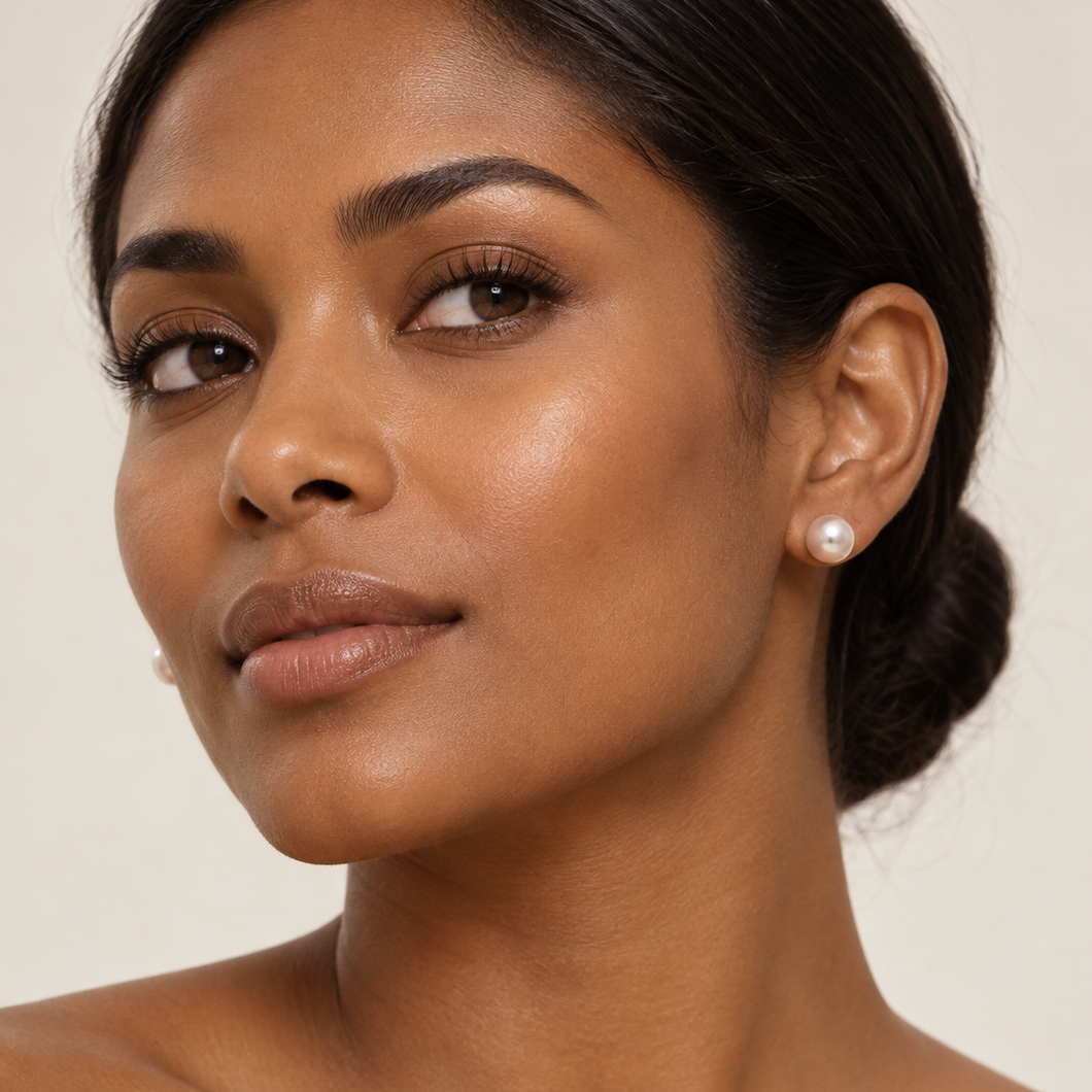 14K Yellow Gold Pearl Stud Earrings