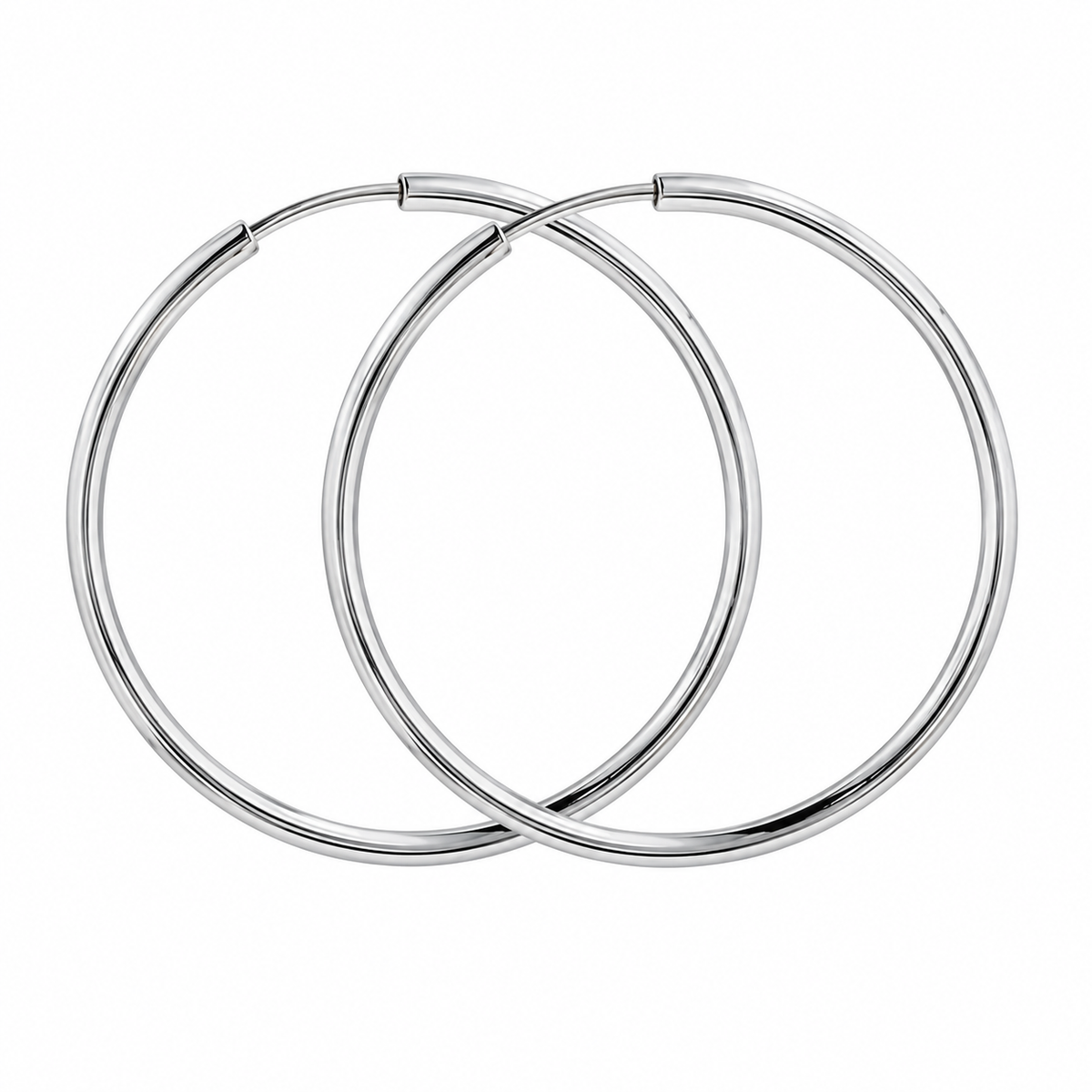 925 Sterling Silver High Polish Endless Hoop Earrings