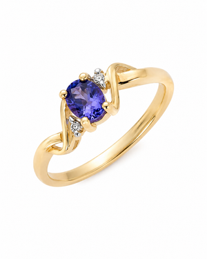 14K Yellow Gold Tanzanite Ring with Diamond Accents