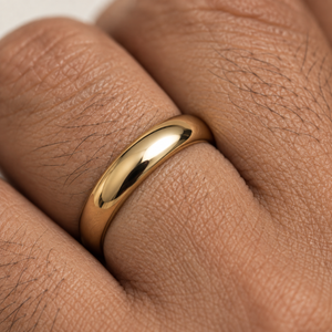10K Yellow Gold Half Dome Band Ring