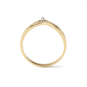 Yellow Gold Filigree Ring with Natural Round Diamond, 0.01ct, 10k, 1.24gr
