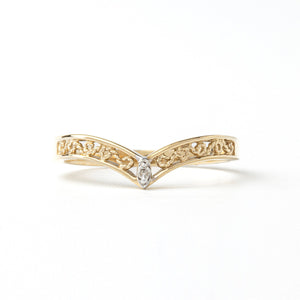 Yellow Gold Filigree Ring with Natural Round Diamond, 0.01ct, 10k, 1.24gr