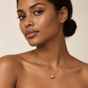 18K Yellow Gold Heart CZ Solitaire Pendant