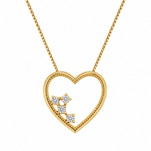 10K Yellow Gold Open Heart Four-Diamond Pendant Necklace