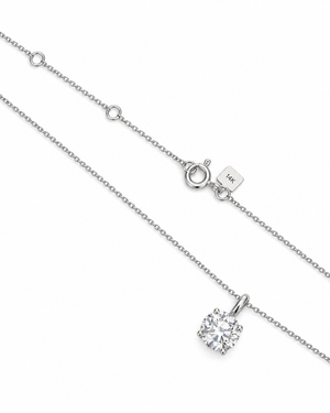 14K White Gold Round Moissanite Solitaire Pendant Necklace