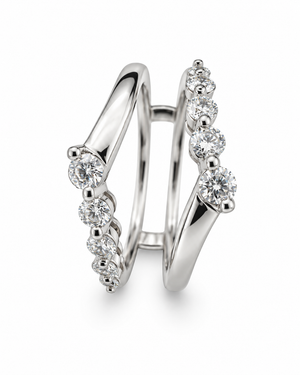 14K White Gold Graduated Diamond Contour Ring Jacket