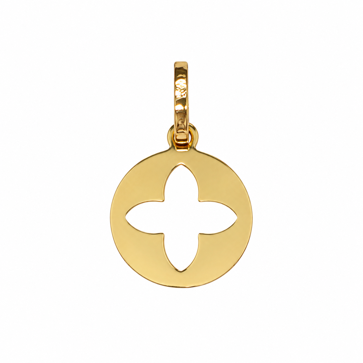 18K Yellow Gold Star Cutout Disc Pendant