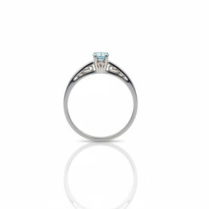 14k White Gold Blue Topaz Solitaire Ring