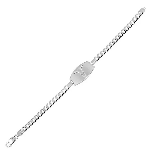 Sterling Silver Medium Medical Curb Link Chain ID Bracelets.