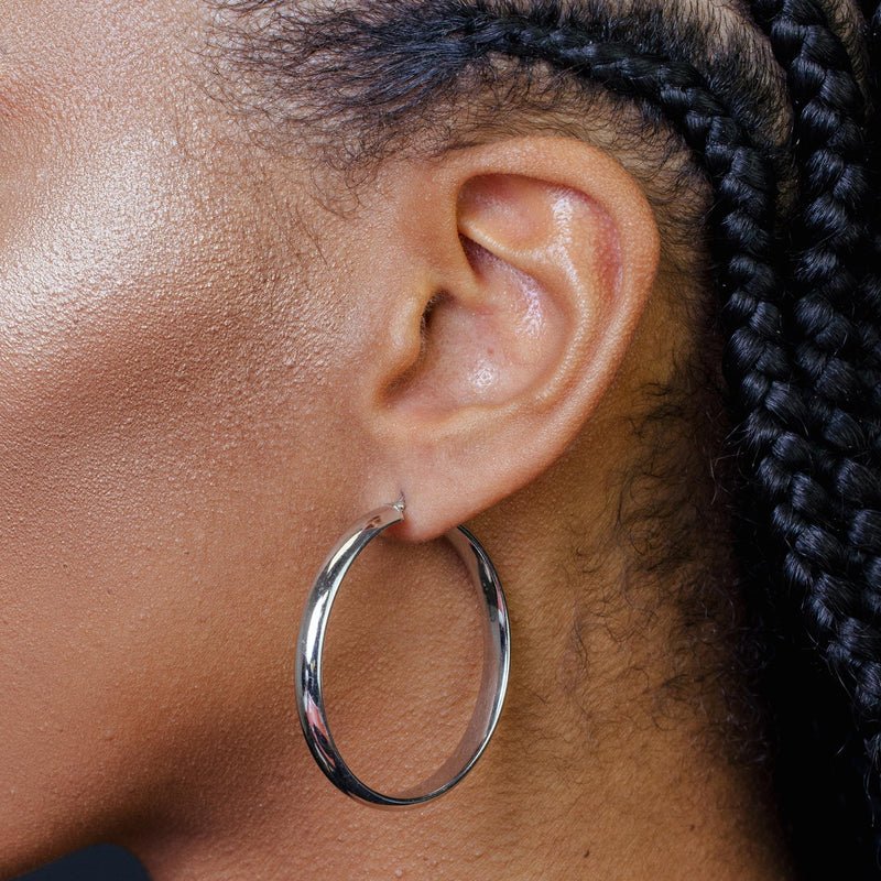 Silver 925 Rhodium Plated Electroforming Rounded 5mm Hoop Earrings