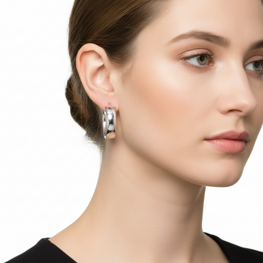 Silver High Polished Sterling Silver Hoop