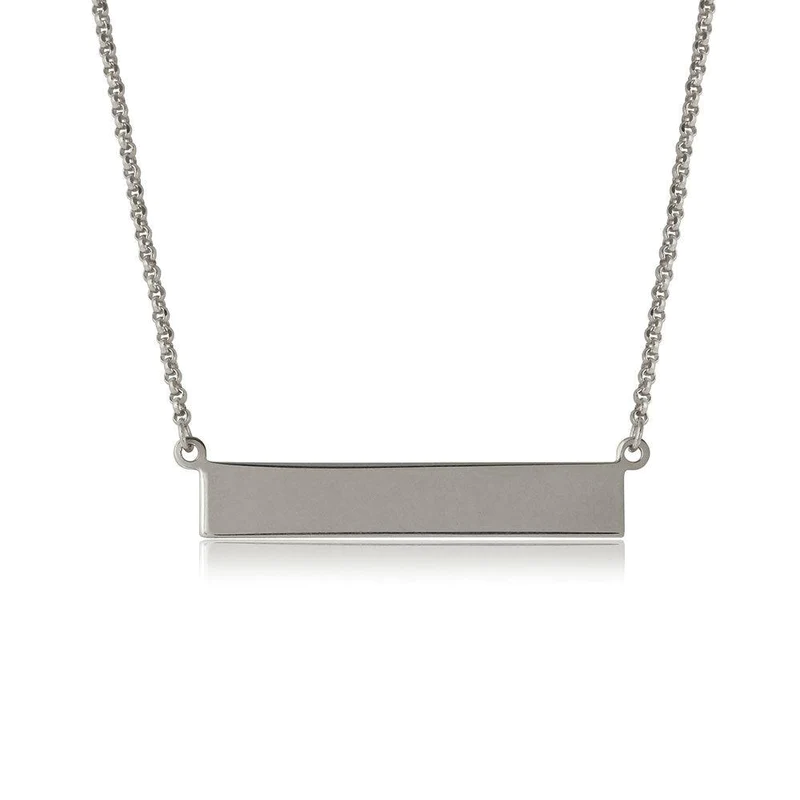 Silver 925 Rhodium Plated Bar Necklace