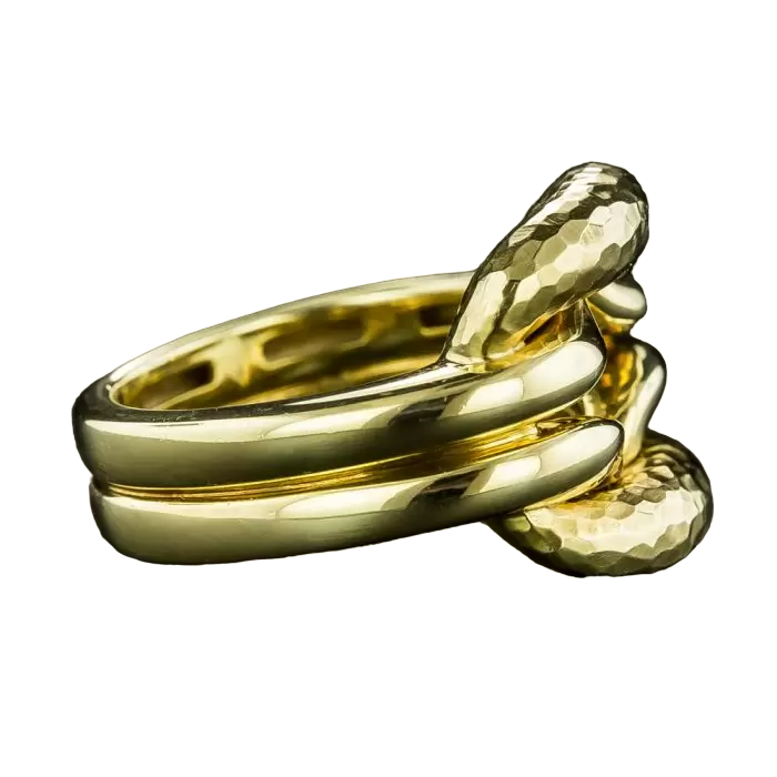 Italian Damiani knot Style Wide Ring with a Small Diamond on the shank. 18k