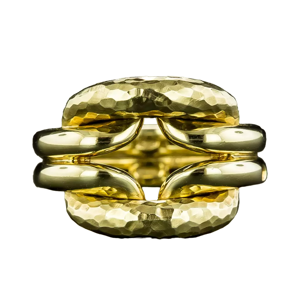 Italian Damiani knot Style Wide Ring with a Small Diamond on the shank. 18k