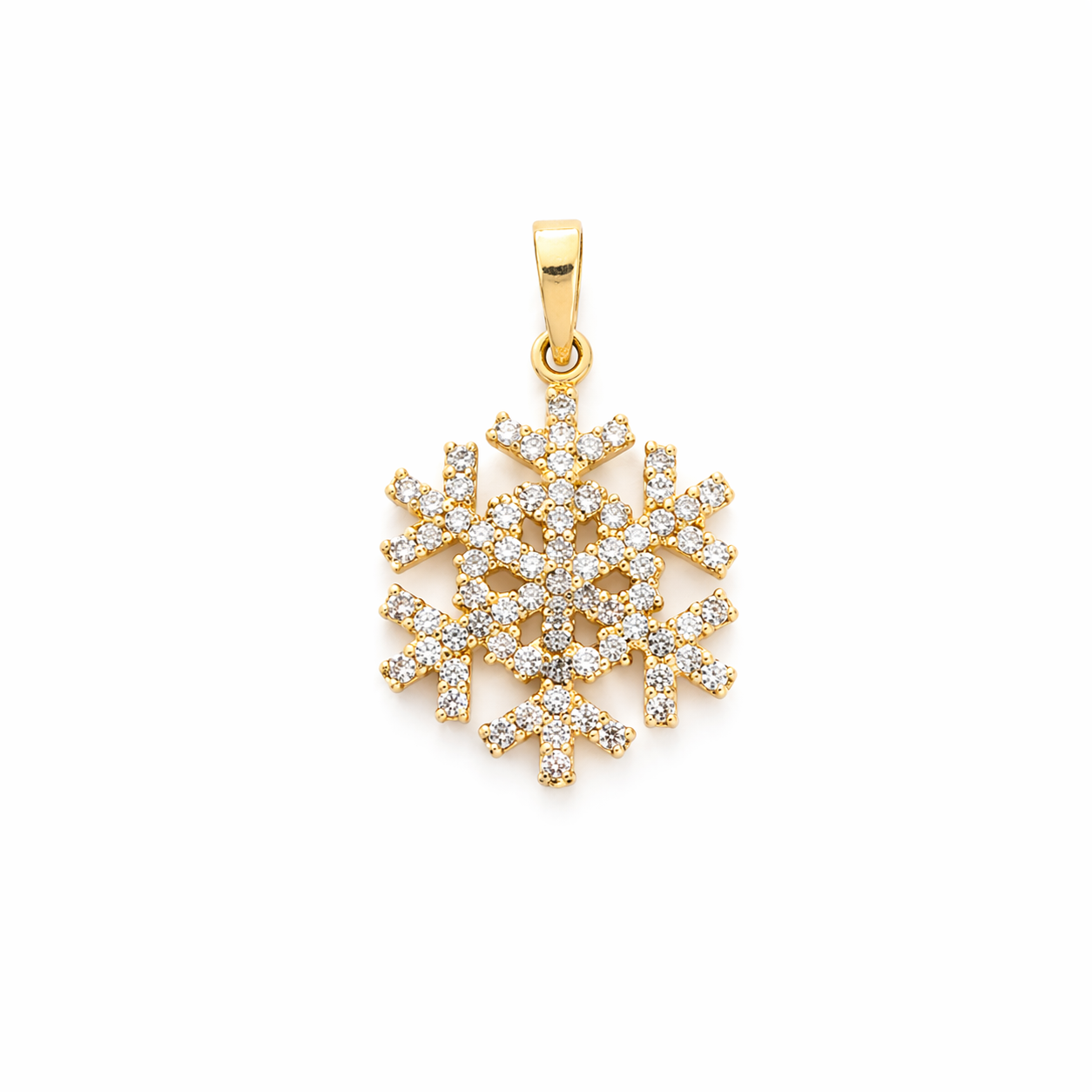 18k Yellow Gold Snow Flake Pendant with Cubic