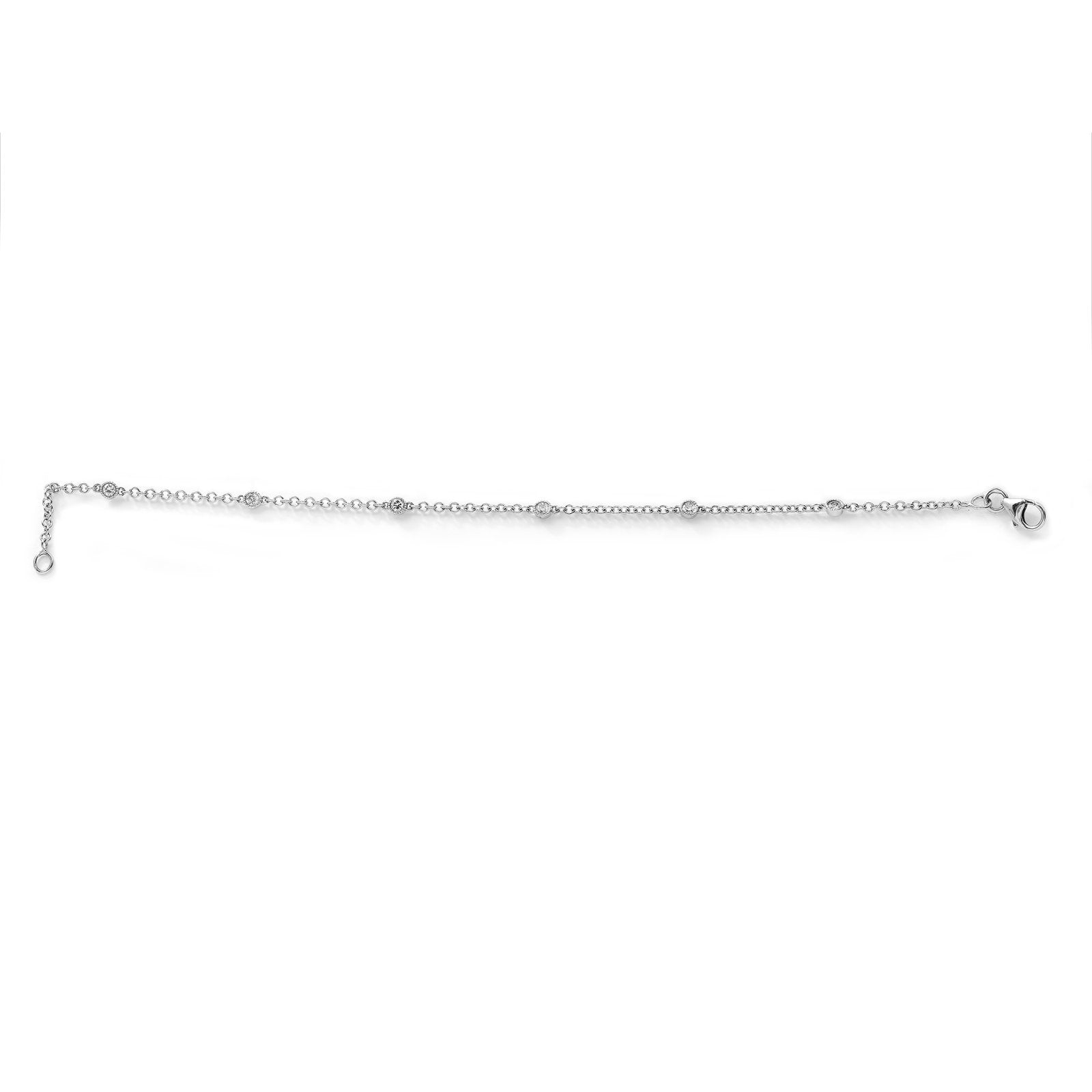 white gold chain bracelet with 6 diamonds TDW: 0.15  SIH 18k 2.11gr