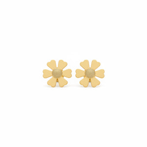 Yellow Gold Petal Blossom Stud Earrings 18k
